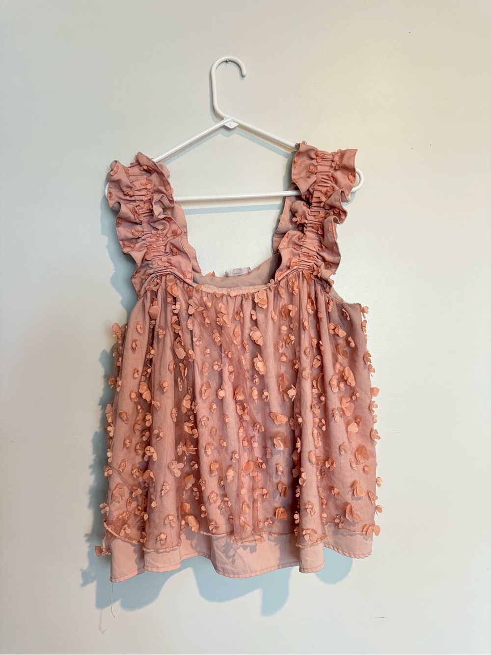 Entro Delicate Pink Ruffle Flutter Tank Top